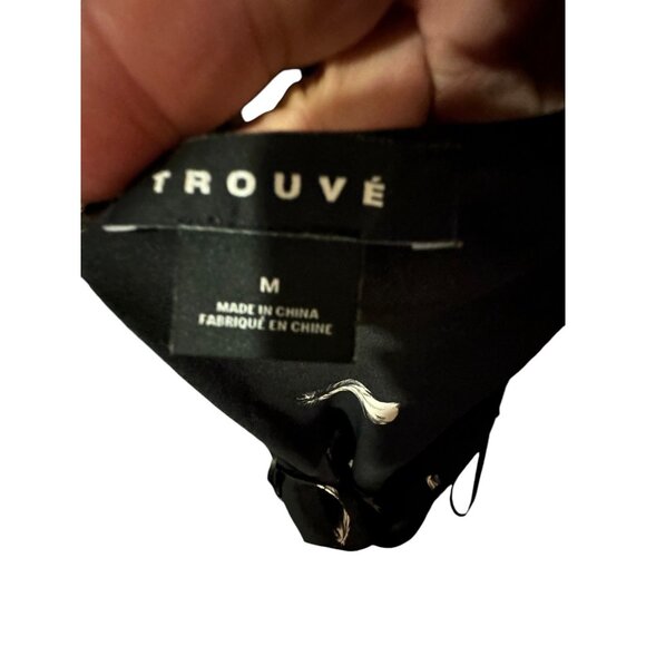 🍒 2/$20 🍒 Trouve Black Blouse with White Feather, One Shoulder sz M - Picture 6 of 6